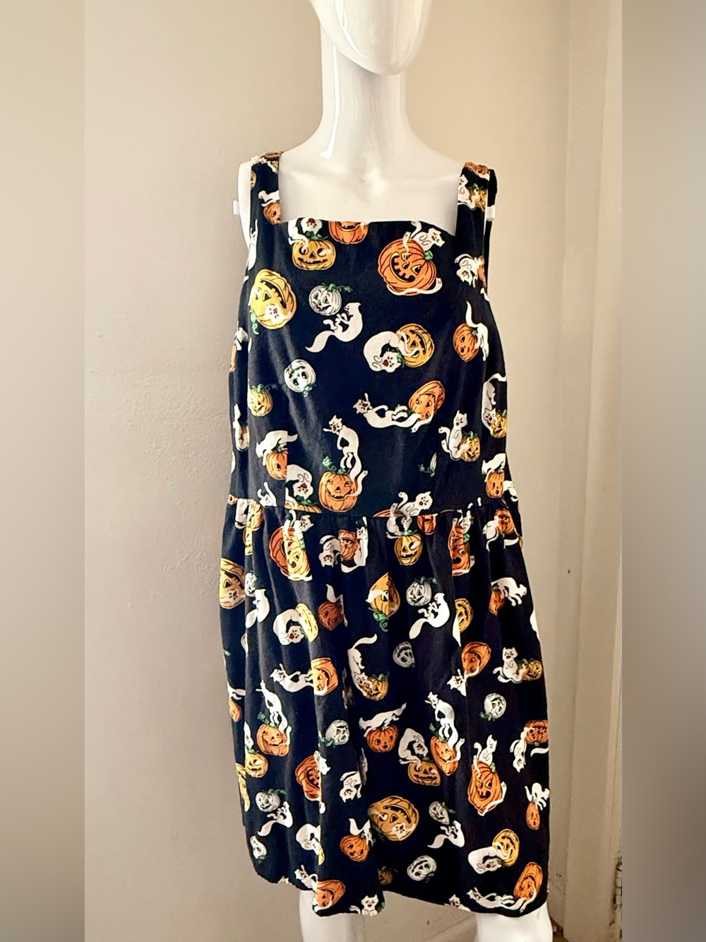 ModCloth Black Halloween Pumpkin & Ghost Print Midi Dress